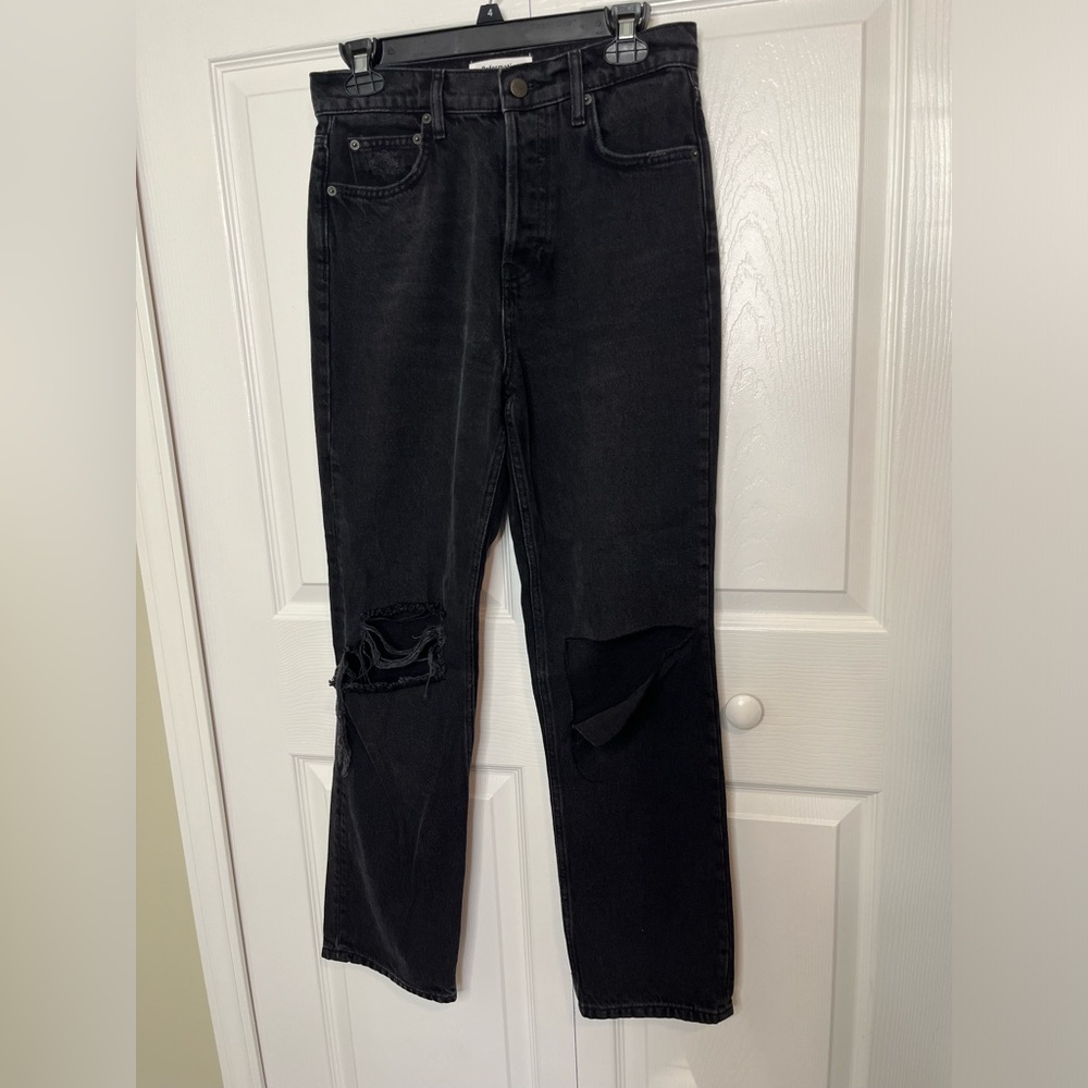 Black Reformation Cynthia High Rise Straight Jeans Women's Size 27 Distressed